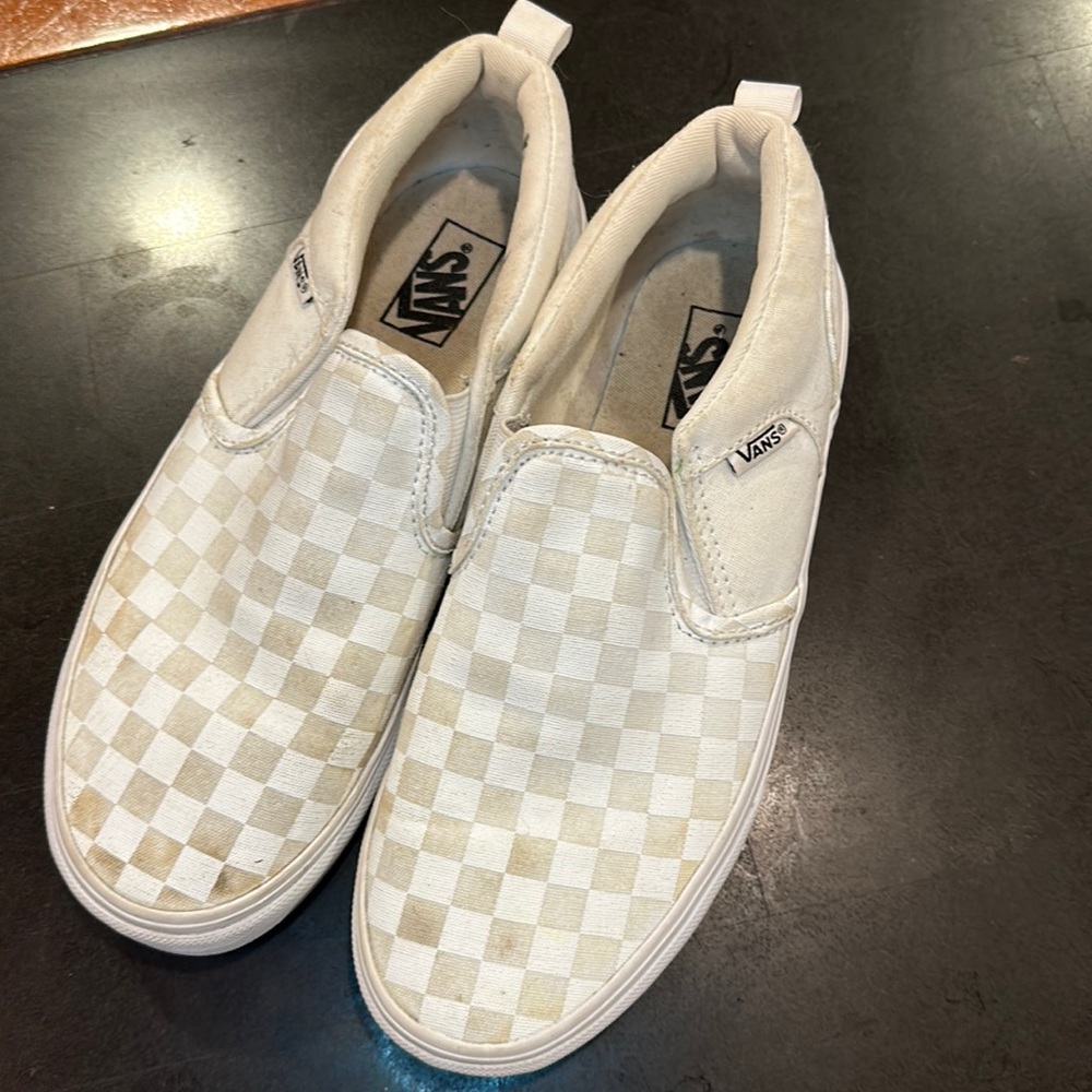 White checkered Vans youth size 4